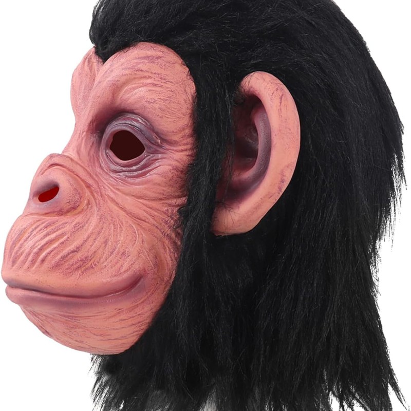 Siyah Saçlı Lateks Şempanze Maskesi 