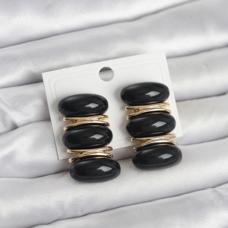 Siyah Vintage Model Gold Renk Kadın Küpe