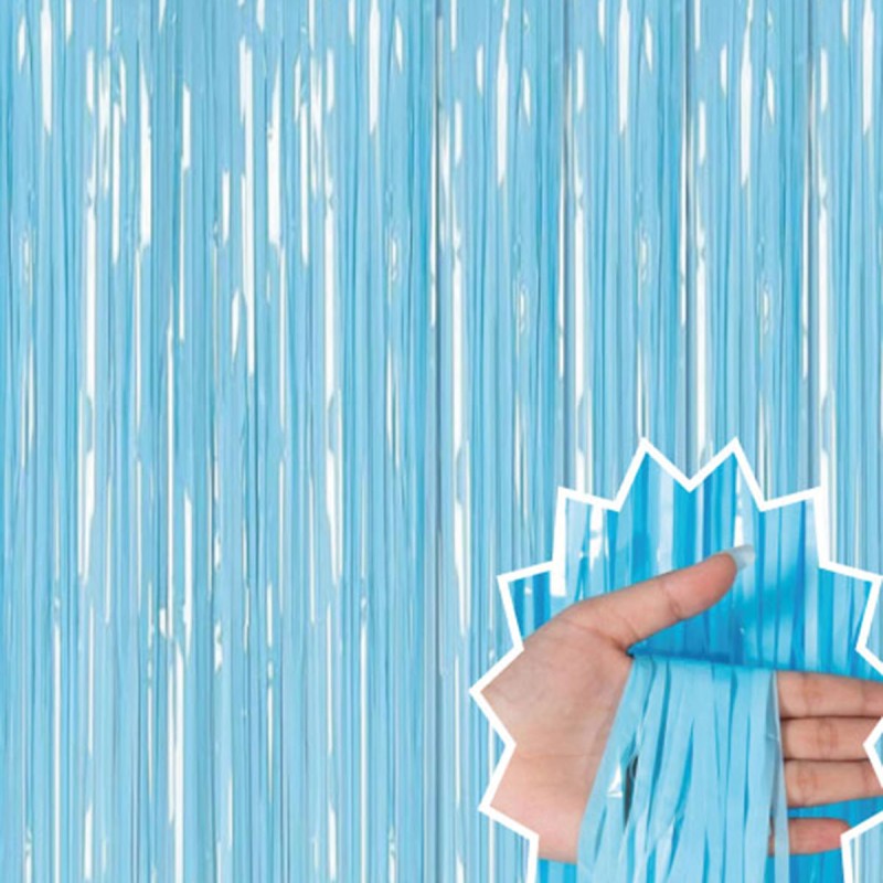 Soft Mavi Püsküllü Kapı Perdesi