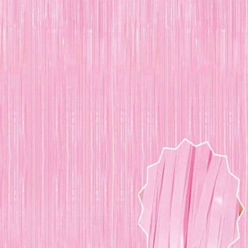 Soft Pembe Püsküllü Kapı Perdesi