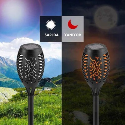 Solar Alev Efektli Bahçe Lambası
