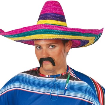 Sombrero Meksika Şapkası Renkli Örme Hasır Yetişkin Boy