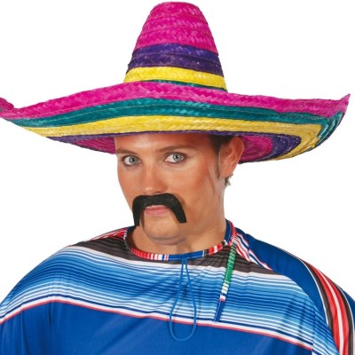 Sombrero Meksika Şapkası Renkli Örme Hasır Yetişkin Boy