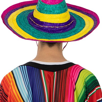 Sombrero Meksika Şapkası Renkli Örme Hasır Yetişkin Boy
