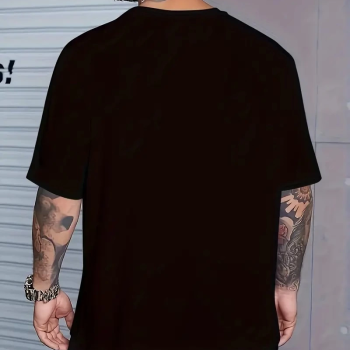 Sporda Günlük Hayata Giyilebilir GYM Baskılı Oversize Bisiklet Yaka   T-shirt - Siyah -