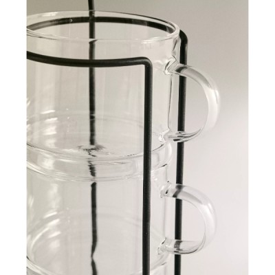 Standlı Borosilikat 4'lü Fincan Seti 