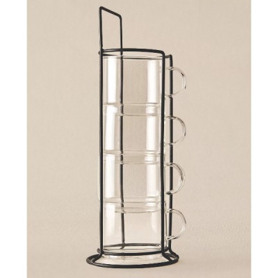 Standlı Borosilikat 4'lü Fincan Seti 