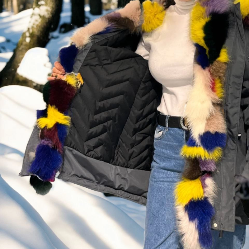 Su Geçirmez Kapüşonlu Mont - Füme -