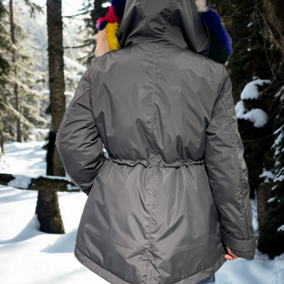 Su Geçirmez Kapüşonlu Mont - Füme -