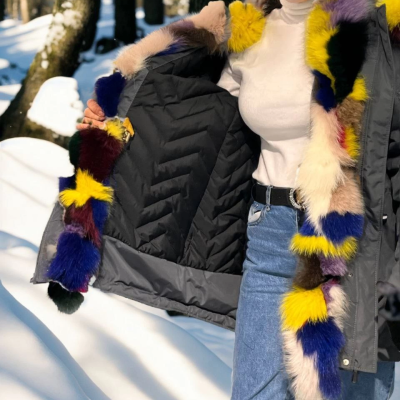 Su Geçirmez Kapüşonlu Mont - Füme -