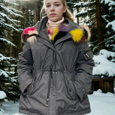 Su Geçirmez Kapüşonlu Mont - Füme -