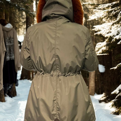 Su Geçirmez Kapüşonlu Mont - Haki -