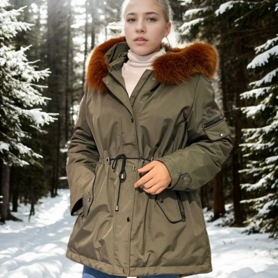 Su Geçirmez Kapüşonlu Mont - Haki -