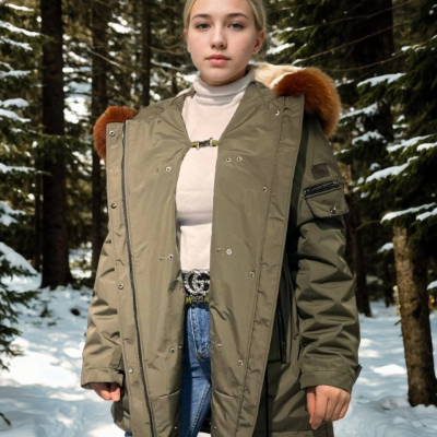 Su Geçirmez Kapüşonlu Mont - Haki -