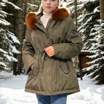 Su Geçirmez Kapüşonlu Mont - Haki -