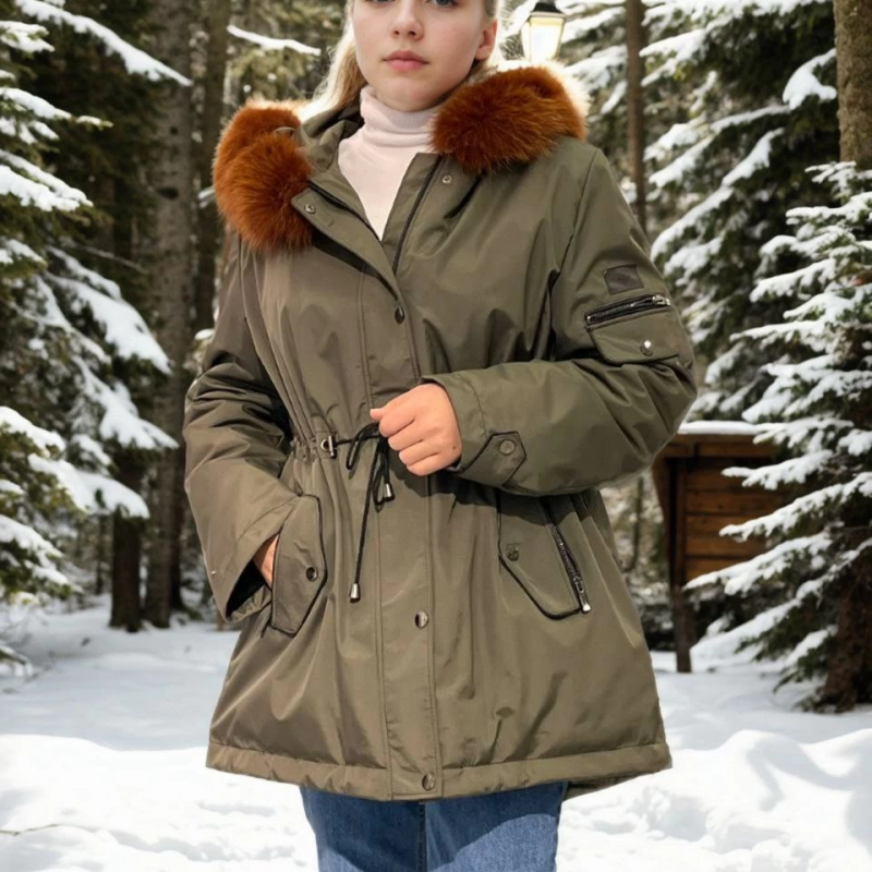 Su Geçirmez Kapüşonlu Mont - Haki -