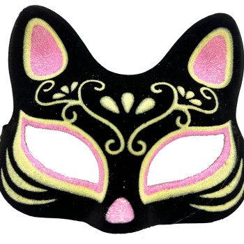 Süet Pembe Sarı Kedi Maskesi