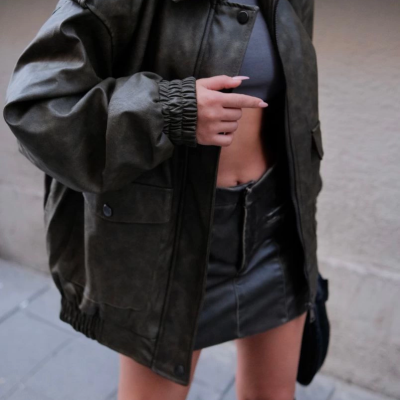 Suni Deri Pilot Ceket -