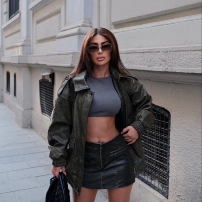 Suni Deri Pilot Ceket -