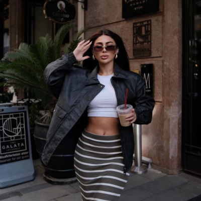 Suni Deri Pilot Ceket -