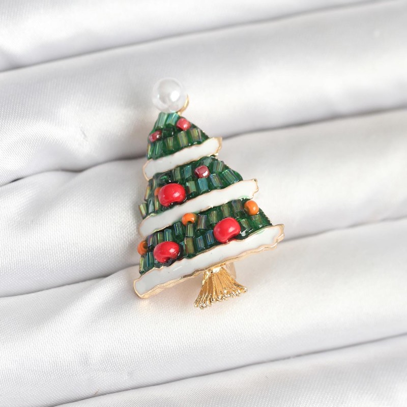 Süslü Çam Ağacı Model Yılbaşı Temalı Broş