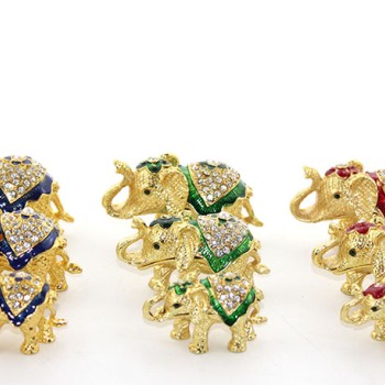 Swarovski Taşlı 3'lü Fil Figürü Model 1