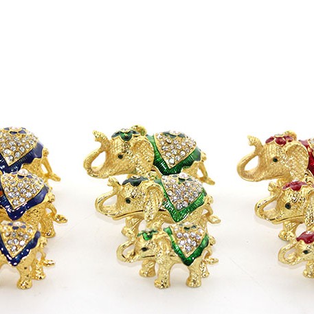 Swarovski Taşlı 3'lü Fil Figürü Model 1