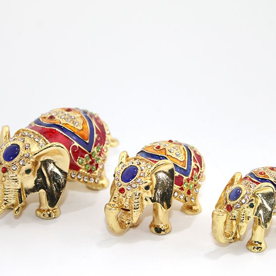 Swarovski Taşlı 3'lü Fil Figürü Model 3