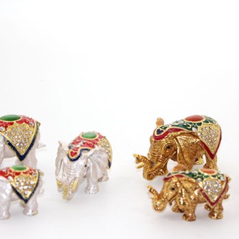 Swarovski Taşlı 3'lü Fil Figürü Model 4