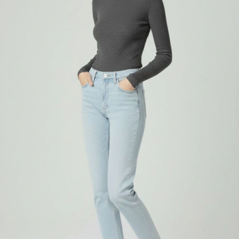 Tam Boğazlı Fitilli Likrali Kaşkorse Badi İnce Uzun Kollu Kazak - Antrasit