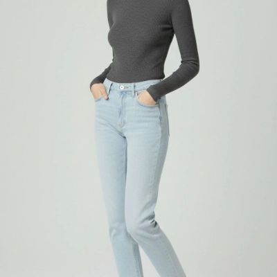 Tam Boğazlı Fitilli Likrali Kaşkorse Badi İnce Uzun Kollu Kazak - Antrasit