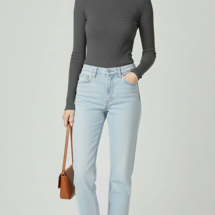 Tam Boğazlı Fitilli Likrali Kaşkorse Badi İnce Uzun Kollu Kazak - Antrasit