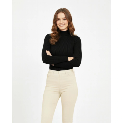 Tam Boğazlı Fitilli Likrali Koşkorse Badi - Siyah