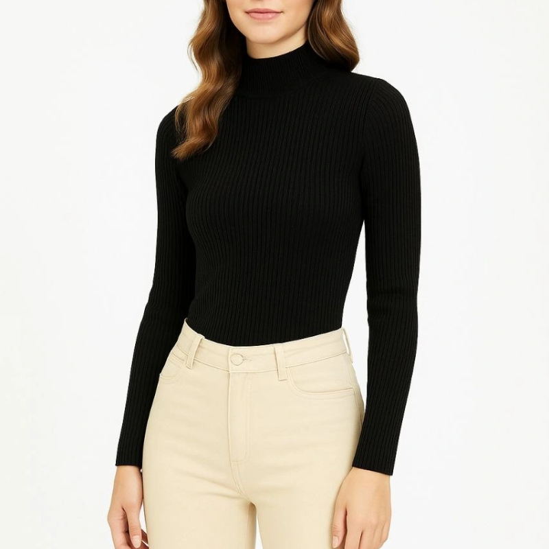 Tam Boğazlı Fitilli Likrali Koşkorse Badi - Siyah