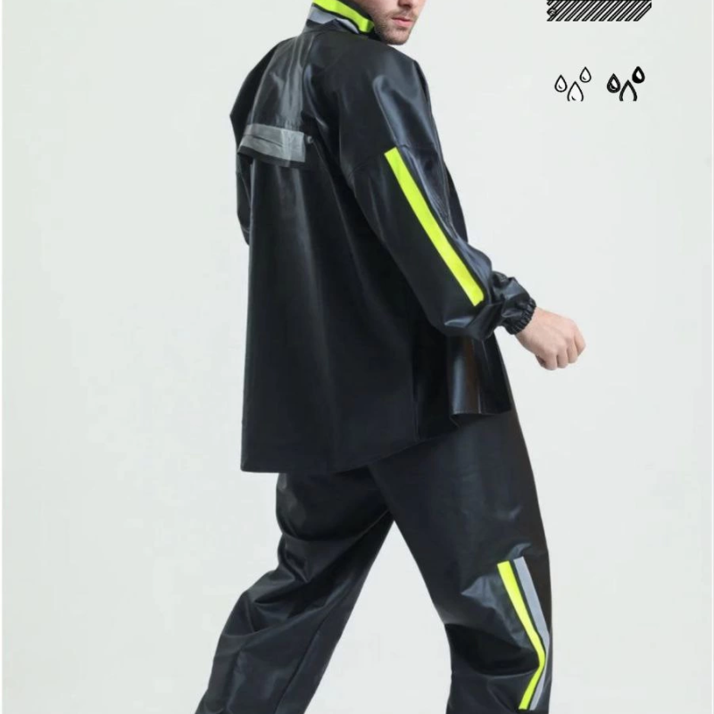 Tam Kalıp Motorcu Kurye Su Gecirmez Yağmurluk Takım - Siyah