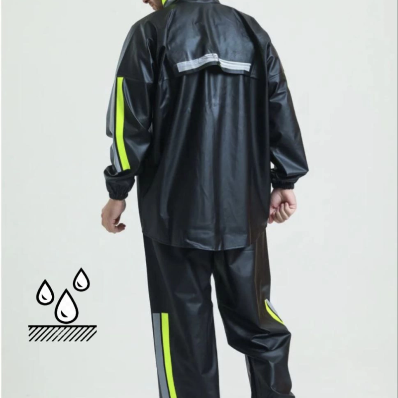 Tam Kalıp Motorcu Kurye Su Gecirmez Yağmurluk Takım - Siyah