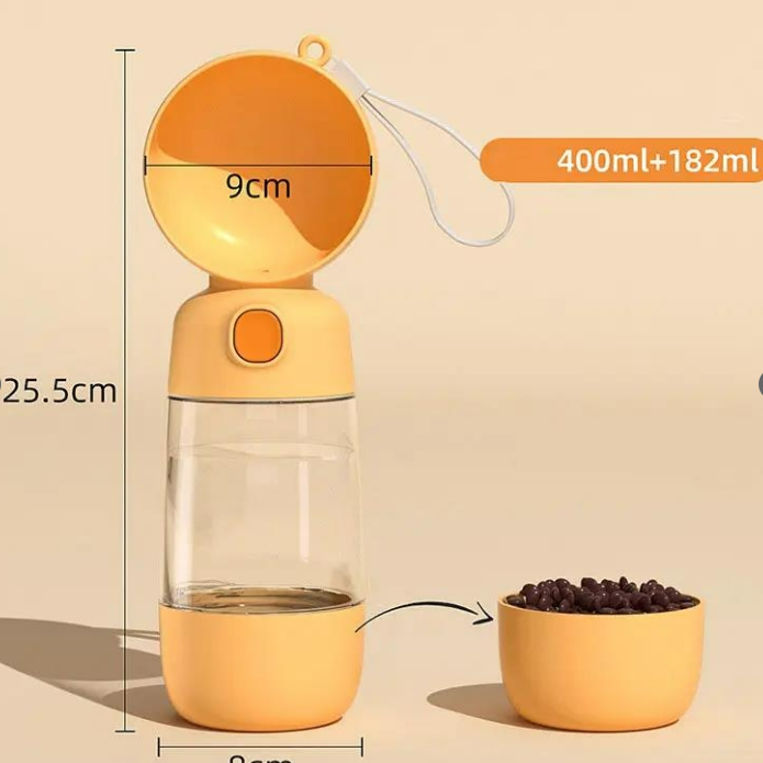 Taşınabilir Evcil Hayvan Mama Hazneli Su Matarası