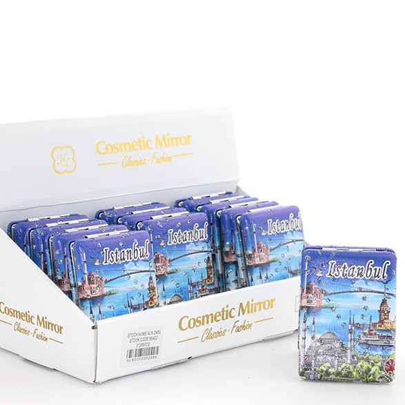 Taşlı İstanbul Tasarımı El Aynası Kalın Model 1 