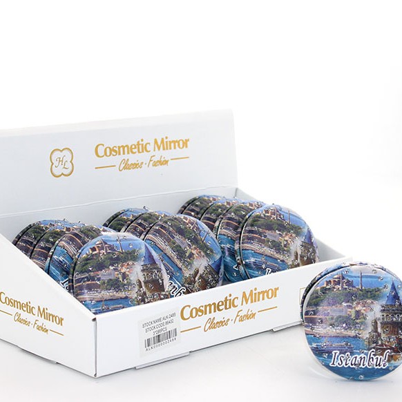 Taşlı İstanbul Tasarımı El Aynası Kalın Model 14 