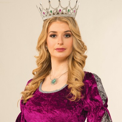 Taşlı Rönesans Kraliyet Gümüş Renk Kraliçe Tacı