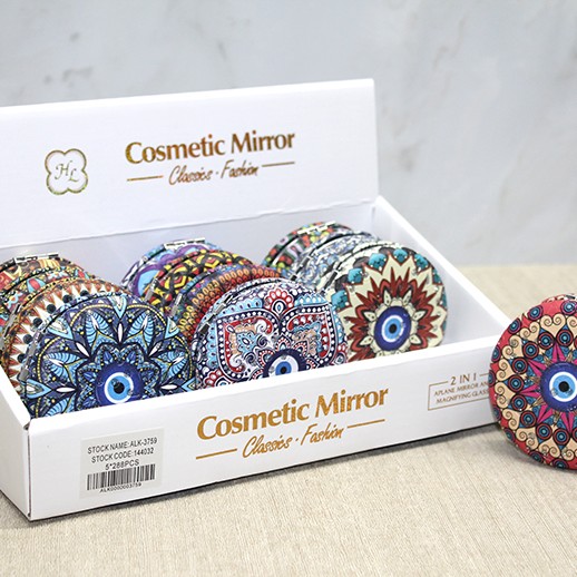 Taşlı Yuvarlak El Aynası Kalın Model 5 