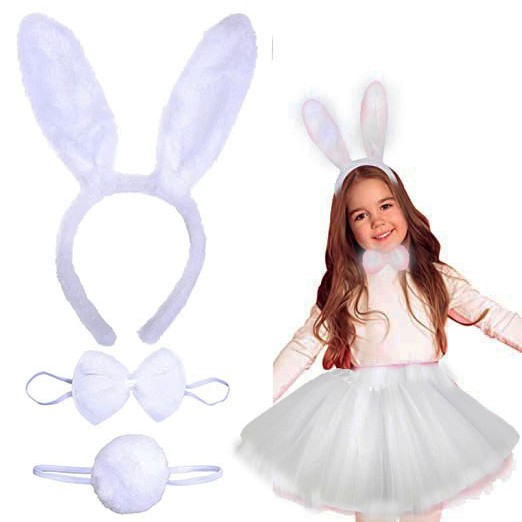 Tavşan Kostüm Seti Beyaz Renk Çocuk Boy