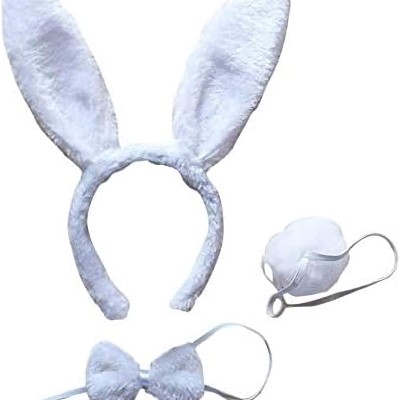 Tavşan Kostüm Seti Taç Papyon Kuyruk Beyaz Renk