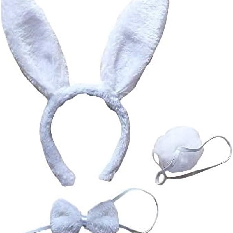 Tavşan Kostüm Seti Taç Papyon Kuyruk Beyaz Renk