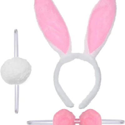 Tavşan Kostüm Seti Taç Papyon Kuyruk Pembe Renk