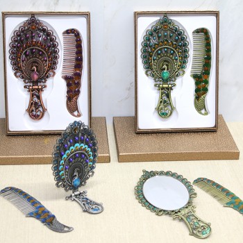 Tavuskuşu Katlanabilir Ayna Ve Tarak Seti Büyük Boy 