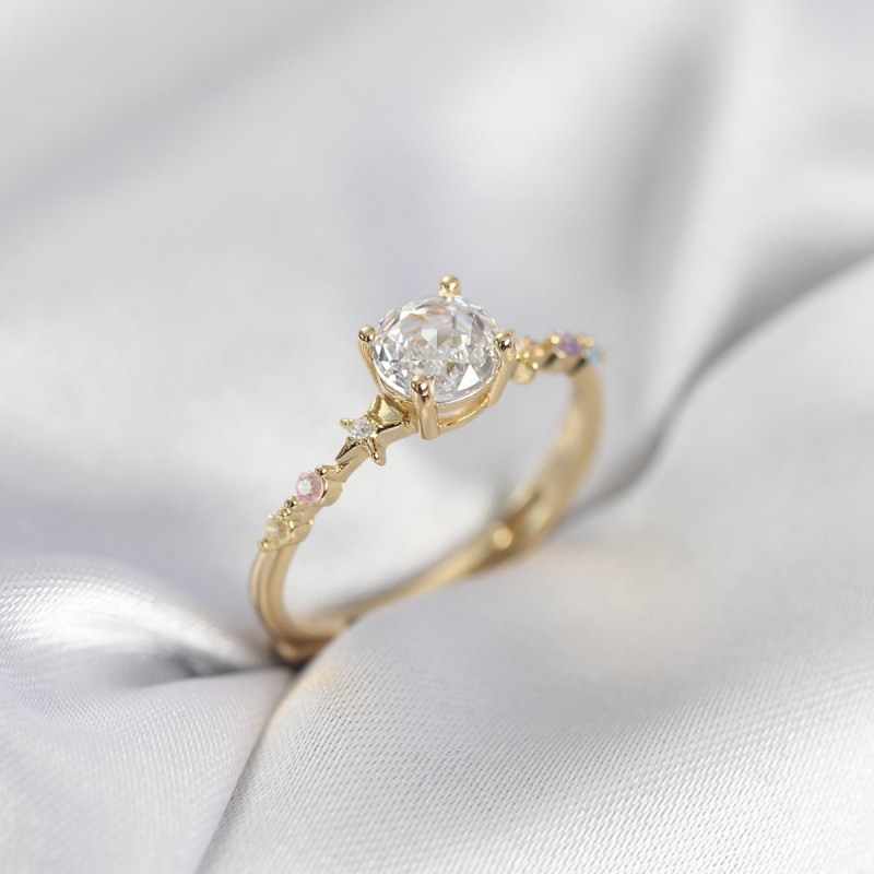 Tek Taş Model Zirkon Taşlı Gold Renk Kadın Yüzük