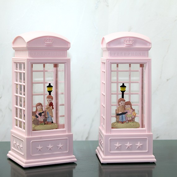 Telefon Kulübeli Kış Masalı Işıklı Müzikli Kar Küresi 