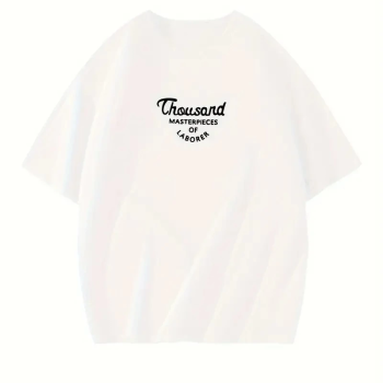 Thousand Ön Arka Baskılı Oversize Bisiklet Yaka T-shirt - Beyaz -