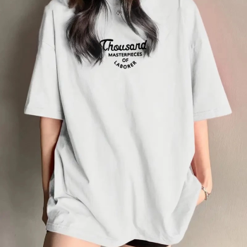 Thousand Ön Arka Baskılı Oversize Bisiklet Yaka T-shirt - Beyaz -